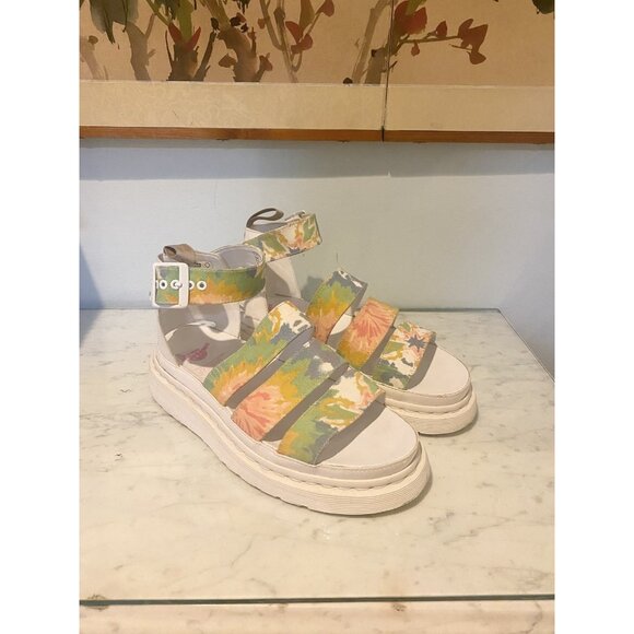 Dr. Martens V Clarissa II Shoes Womens Size 9 White Floral Platform Sandals UK 7 - Picture 1 of 6
